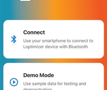 Loptimizer app start screen cropped to show the Connect option and the top of Demo Mode.